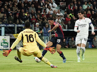 Gabriele Zappa (#28 Cagliari Calcio) scores a goal during the Serie A TIM match between Cagliari Calcio and AC Milan in Italy on November 9,...