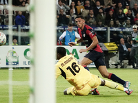 Gabriele Zappa (#28 Cagliari Calcio) scores a goal during the Serie A TIM match between Cagliari Calcio and AC Milan in Italy on November 9,...