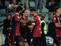 Gabriele Zappa (#28 Cagliari Calcio) celebrates during the Serie A TIM match between Cagliari Calcio and AC Milan in Italy on November 9, 20...