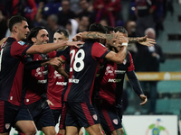 Gabriele Zappa (#28 Cagliari Calcio) celebrates during the Serie A TIM match between Cagliari Calcio and AC Milan in Italy on November 9, 20...