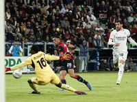 Gabriele Zappa (#28 Cagliari Calcio) scores a goal during the Serie A TIM match between Cagliari Calcio and AC Milan in Italy on November 9,...