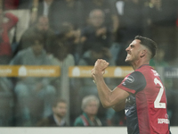 Gabriele Zappa (#28 Cagliari Calcio) celebrates during the Serie A TIM match between Cagliari Calcio and AC Milan in Italy on November 9, 20...