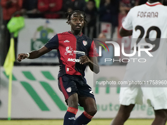 Antoine Makoumbou (#29 Cagliari Calcio) participates in the Serie A TIM match between Cagliari Calcio and AC Milan in Italy on November 9, 2...