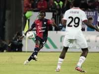 Antoine Makoumbou (#29 Cagliari Calcio) participates in the Serie A TIM match between Cagliari Calcio and AC Milan in Italy on November 9, 2...