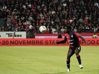 Zito Luvumbo (#77 Cagliari Calcio) participates in the Serie A TIM match between Cagliari Calcio and AC Milan in Italy on November 9, 2024....