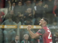 Gabriele Zappa (#28 Cagliari Calcio) celebrates during the Serie A TIM match between Cagliari Calcio and AC Milan in Italy on November 9, 20...