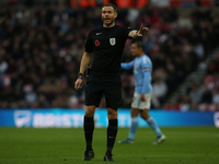 Referee Leigh Doughty officiates during the Sky Bet Championship match between Sunderland and Coventry City at the Stadium Of Light in Sunde...