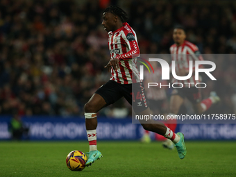 Romaine Mundle of Sunderland plays during the Sky Bet Championship match between Sunderland and Coventry City at the Stadium Of Light in Sun...