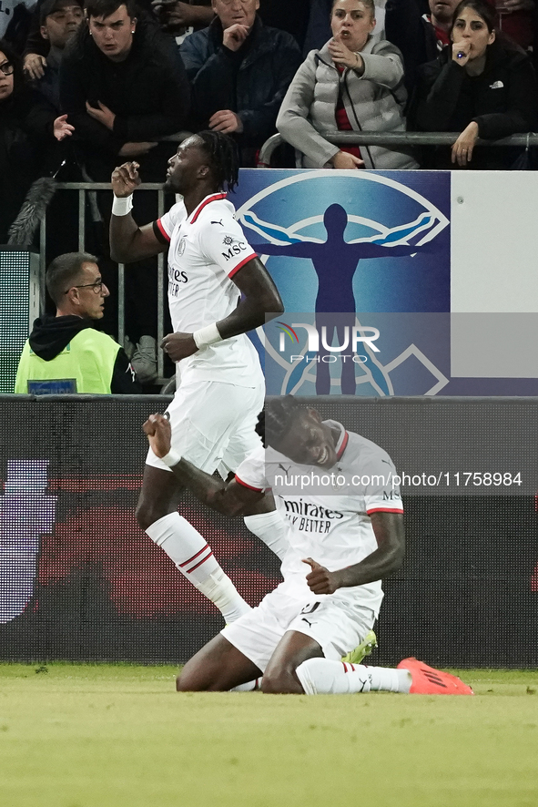 Rafael Leao (AC Milan) celebrates during the Serie A TIM match between Cagliari Calcio and AC Milan in Italy on November 9, 2024 