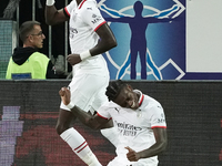 Rafael Leao (AC Milan) celebrates during the Serie A TIM match between Cagliari Calcio and AC Milan in Italy on November 9, 2024 (