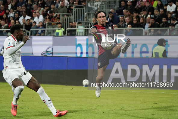 Tommaso Augello (#27 Cagliari Calcio) participates in the Serie A TIM match between Cagliari Calcio and AC Milan in Italy on November 9, 202...