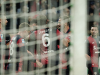 Gabriele Zappa (#28 Cagliari Calcio) celebrates during the Serie A TIM match between Cagliari Calcio and AC Milan in Italy on November 9, 20...