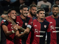 Gabriele Zappa (#28 Cagliari Calcio) celebrates during the Serie A TIM match between Cagliari Calcio and AC Milan in Italy on November 9, 20...