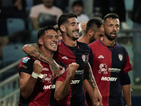 Gabriele Zappa (#28 Cagliari Calcio) celebrates during the Serie A TIM match between Cagliari Calcio and AC Milan in Italy on November 9, 20...