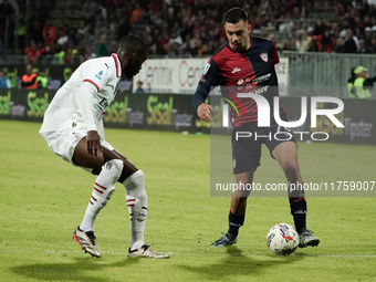 Gianluca Gaetano (#70 Cagliari Calcio) participates in the Serie A TIM match between Cagliari Calcio and AC Milan in Italy on November 9, 20...