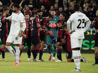 The team of Cagliari celebrates during the Serie A TIM match between Cagliari Calcio and AC Milan in Italy on November 9, 2024. (