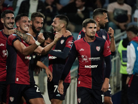 Gabriele Zappa (#28 Cagliari Calcio) celebrates during the Serie A TIM match between Cagliari Calcio and AC Milan in Italy on November 9, 20...