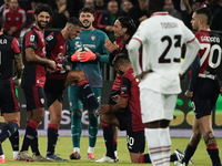 The team of Cagliari celebrates during the Serie A TIM match between Cagliari Calcio and AC Milan in Italy on November 9, 2024. (