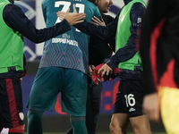 The team of Cagliari celebrates during the Serie A TIM match between Cagliari Calcio and AC Milan in Italy on November 9, 2024. (