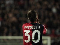 Leonardo Pavoletti (#29 Cagliari Calcio) participates in the Serie A TIM match between Cagliari Calcio and AC Milan in Italy on November 9,...