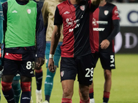 The team of Cagliari celebrates during the Serie A TIM match between Cagliari Calcio and AC Milan in Italy on November 9, 2024. (