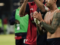 The team of Cagliari celebrates during the Serie A TIM match between Cagliari Calcio and AC Milan in Italy on November 9, 2024. (