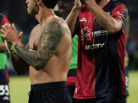 The team of Cagliari celebrates during the Serie A TIM match between Cagliari Calcio and AC Milan in Italy on November 9, 2024. (