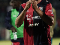 The team of Cagliari celebrates during the Serie A TIM match between Cagliari Calcio and AC Milan in Italy on November 9, 2024. (