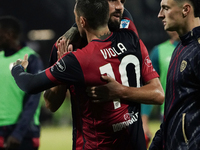 The team of Cagliari celebrates during the Serie A TIM match between Cagliari Calcio and AC Milan in Italy on November 9, 2024. (