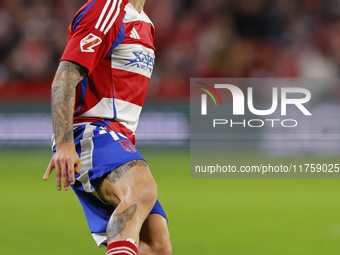 Ricard Sanchez of Granada CF participates in the LaLiga Hypermotion match between Granada CF and CD Eldense at Nuevo Los Carmenes Stadium in...