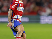 Ricard Sanchez of Granada CF participates in the LaLiga Hypermotion match between Granada CF and CD Eldense at Nuevo Los Carmenes Stadium in...