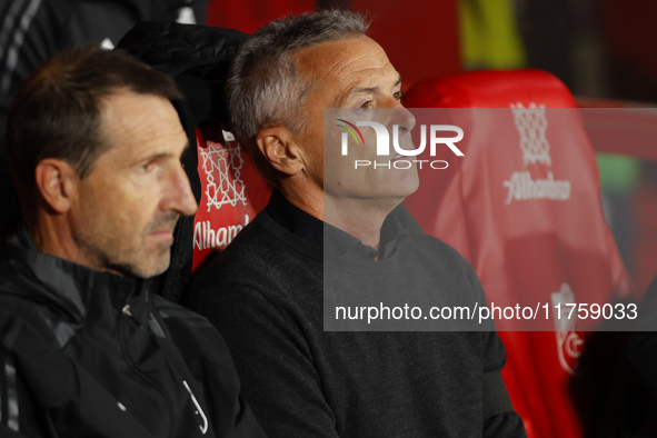 Fran Escriba, manager of Granada CF, is present during the LaLiga Hypermotion match between Granada CF and CD Eldense at Nuevo Los Carmenes...