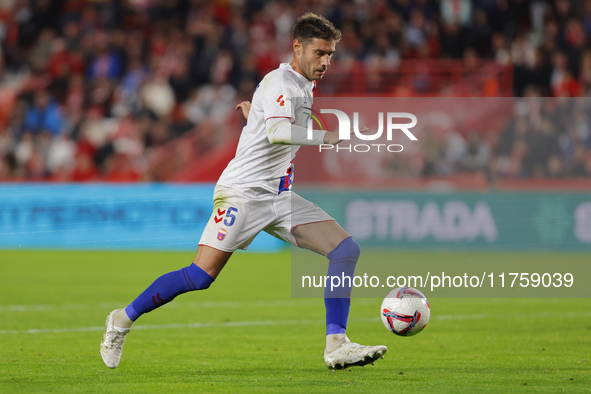 Inigo Pena of CD Eldense participates in the LaLiga Hypermotion match between Granada CF and CD Eldense at Nuevo Los Carmenes Stadium in Gra...