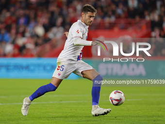 Inigo Pena of CD Eldense participates in the LaLiga Hypermotion match between Granada CF and CD Eldense at Nuevo Los Carmenes Stadium in Gra...