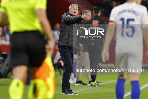 Fran Escriba, manager of Granada CF, is present during the LaLiga Hypermotion match between Granada CF and CD Eldense at Nuevo Los Carmenes...