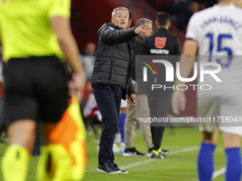 Fran Escriba, manager of Granada CF, is present during the LaLiga Hypermotion match between Granada CF and CD Eldense at Nuevo Los Carmenes...