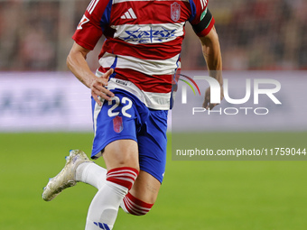 Pablo Saenz of Granada CF plays during the LaLiga Hypermotion match between Granada CF and CD Eldense at Nuevo Los Carmenes Stadium in Grana...