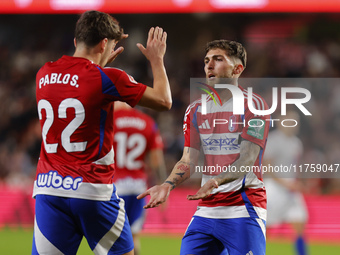 Giorgi Tsitaishvili of Granada CF plays during the LaLiga Hypermotion match between Granada CF and CD Eldense at Nuevo Los Carmenes Stadium...