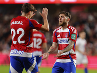 Giorgi Tsitaishvili of Granada CF plays during the LaLiga Hypermotion match between Granada CF and CD Eldense at Nuevo Los Carmenes Stadium...