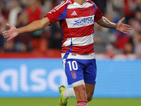 Myrto Uzuni of Granada CF plays during the LaLiga Hypermotion match between Granada CF and CD Eldense at Nuevo Los Carmenes Stadium in Grana...