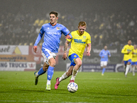 NEC midfielder Mees Hoedemakers and RKC midfielder Richard van der Venne play during the match RKC vs. NEC at the Mandemakers Stadium in Waa...