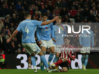 Sunderland's Trai Hume fouls Coventry City's Bobby Thomas during the Sky Bet Championship match between Sunderland and Coventry City at the...