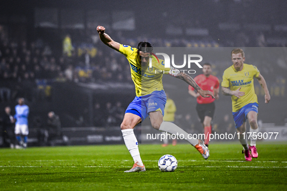 RKC forward Oskar Zawada plays during the match between RKC and NEC at the Mandemakers Stadium in Waalwijk, Netherlands, on November 9, 2024...