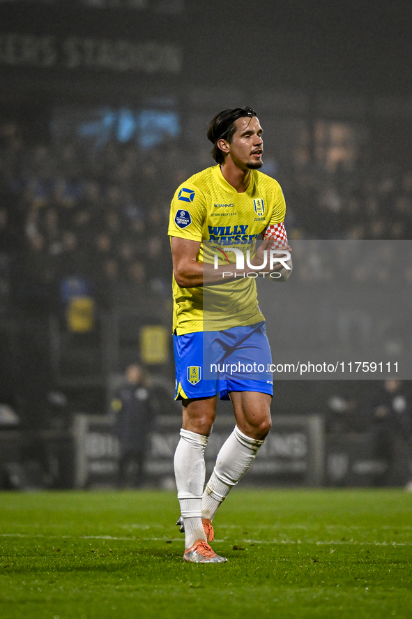 RKC forward Oskar Zawada plays during the match between RKC and NEC at the Mandemakers Stadium in Waalwijk, Netherlands, on November 9, 2024...