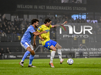 NEC defender Philippe Sandler and RKC forward Oskar Zawada play during the match RKC vs. NEC at the Mandemakers Stadium for the 2024-2025 se...