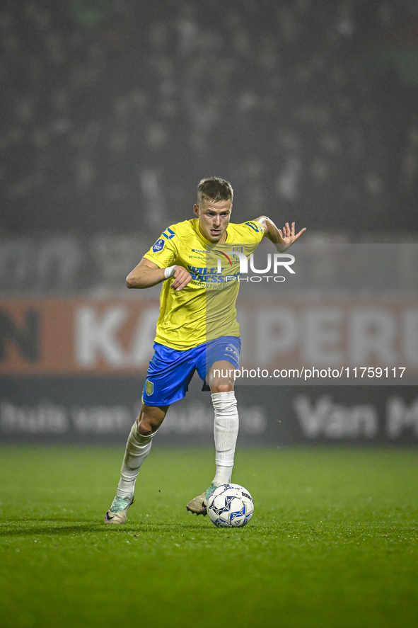 RKC defender Dario van de Buijs plays during the match between RKC and NEC at the Mandemakers Stadium in Waalwijk, Netherlands, on November...