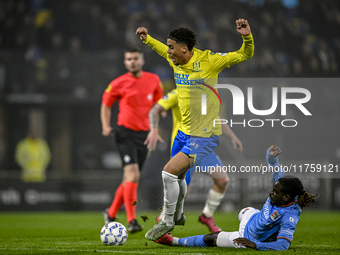 RKC midfielder Daouda Weidmann and NEC defender Brayann Pereira participate in the match between RKC and NEC at the Mandemakers Stadium in W...