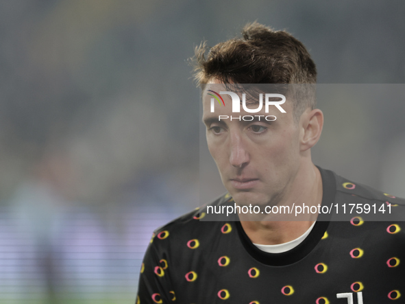 Andrea Cambiaso participates in the Serie A 2024-2025 match between Juventus and Torino in Turin, Italy, on November 9, 2024. 