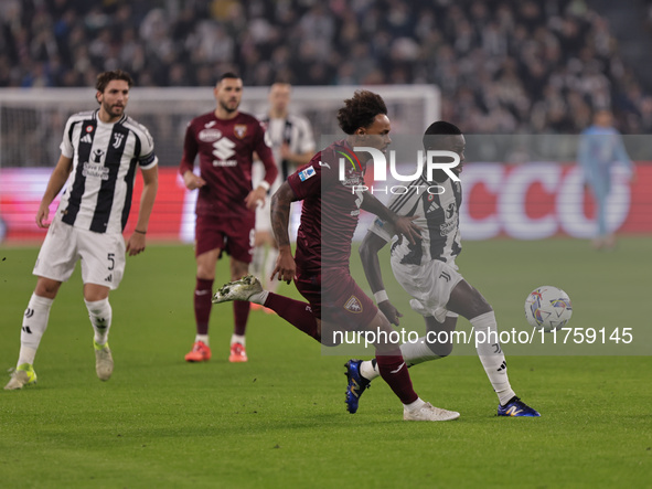 Timothy Weah participates in the Serie A 2024-2025 match between Juventus and Torino in Turin, Italy, on November 9, 2024. 