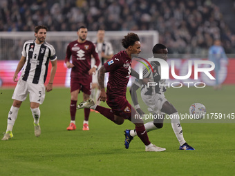 Timothy Weah participates in the Serie A 2024-2025 match between Juventus and Torino in Turin, Italy, on November 9, 2024. (